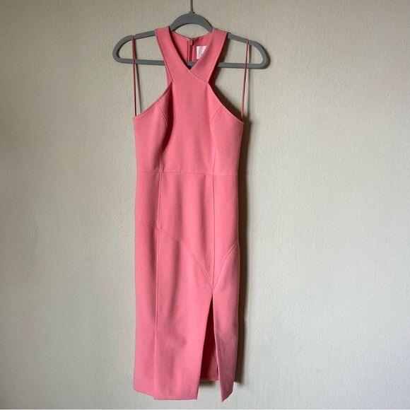 Cinq a Sept Melina Halter Cutaway Midi Pink Dress Size 0 - Picture 8 of 13